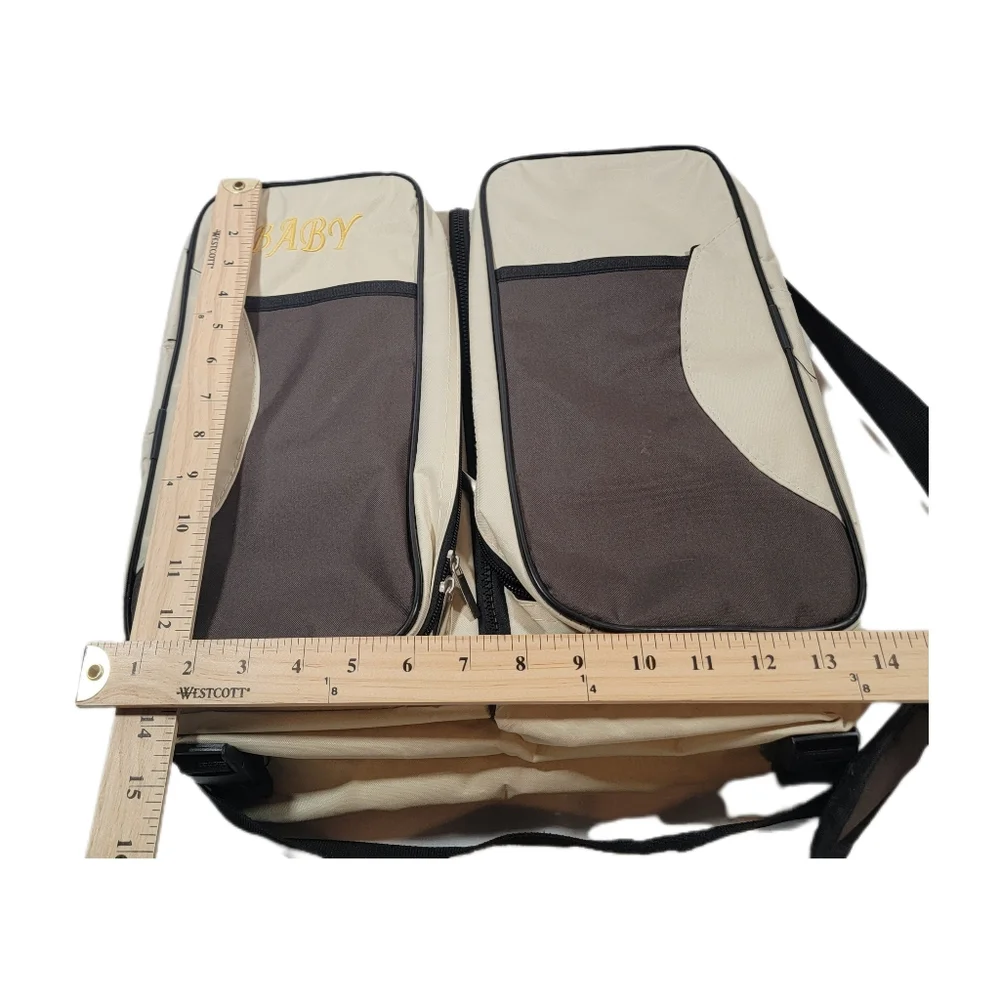 Luxtrada 3 in 1 Diaper Bag Multi-function Baby Diaper Changing Station Tan Brown
